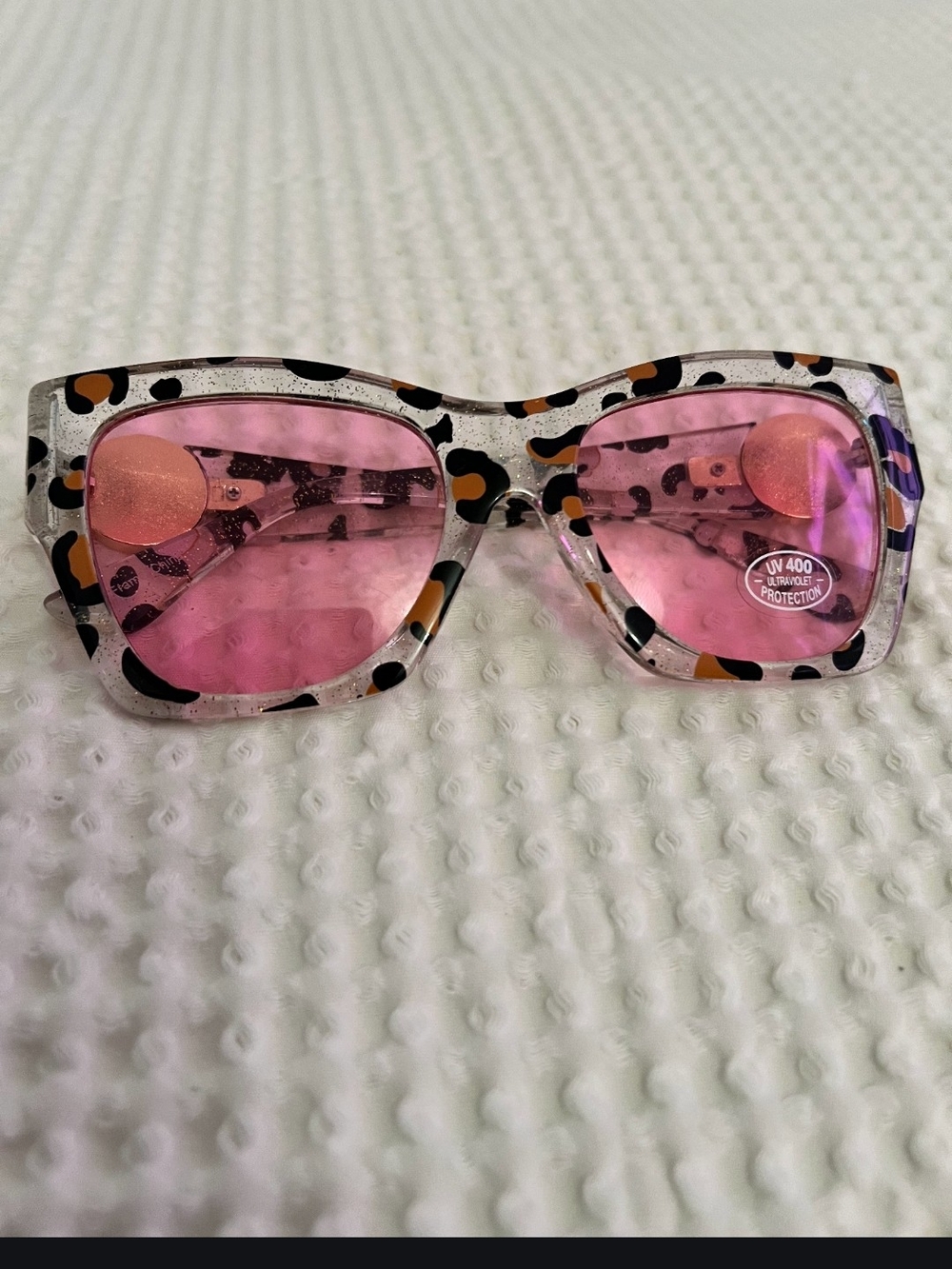 H&M Pink Leopard Print Square Sunglasses